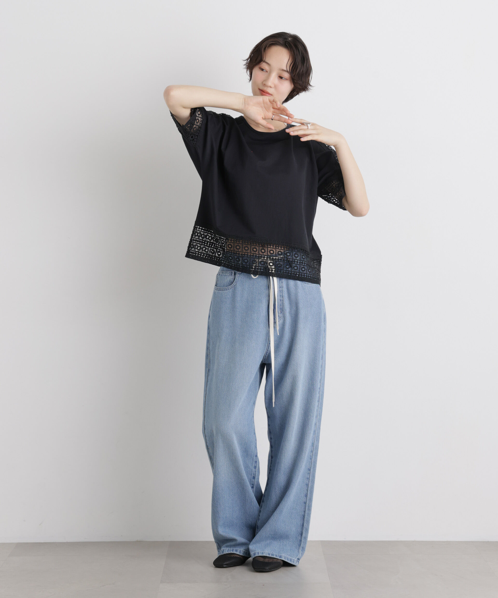 nano･universe「レースコンビドルマンカットトップス」|Tシャツ・カットソー|