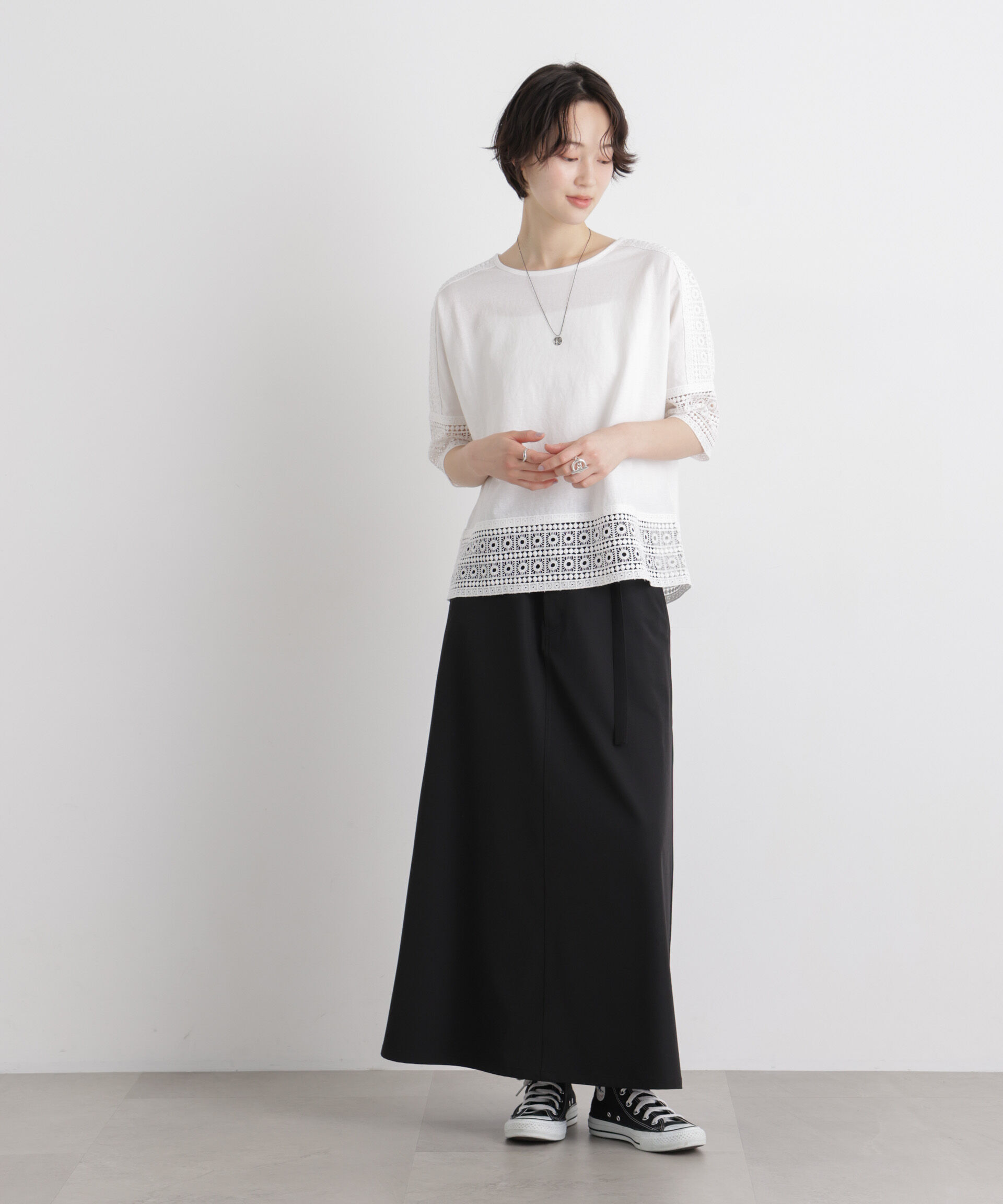 nano･universe「レースコンビドルマンカットトップス」|Tシャツ・カットソー|