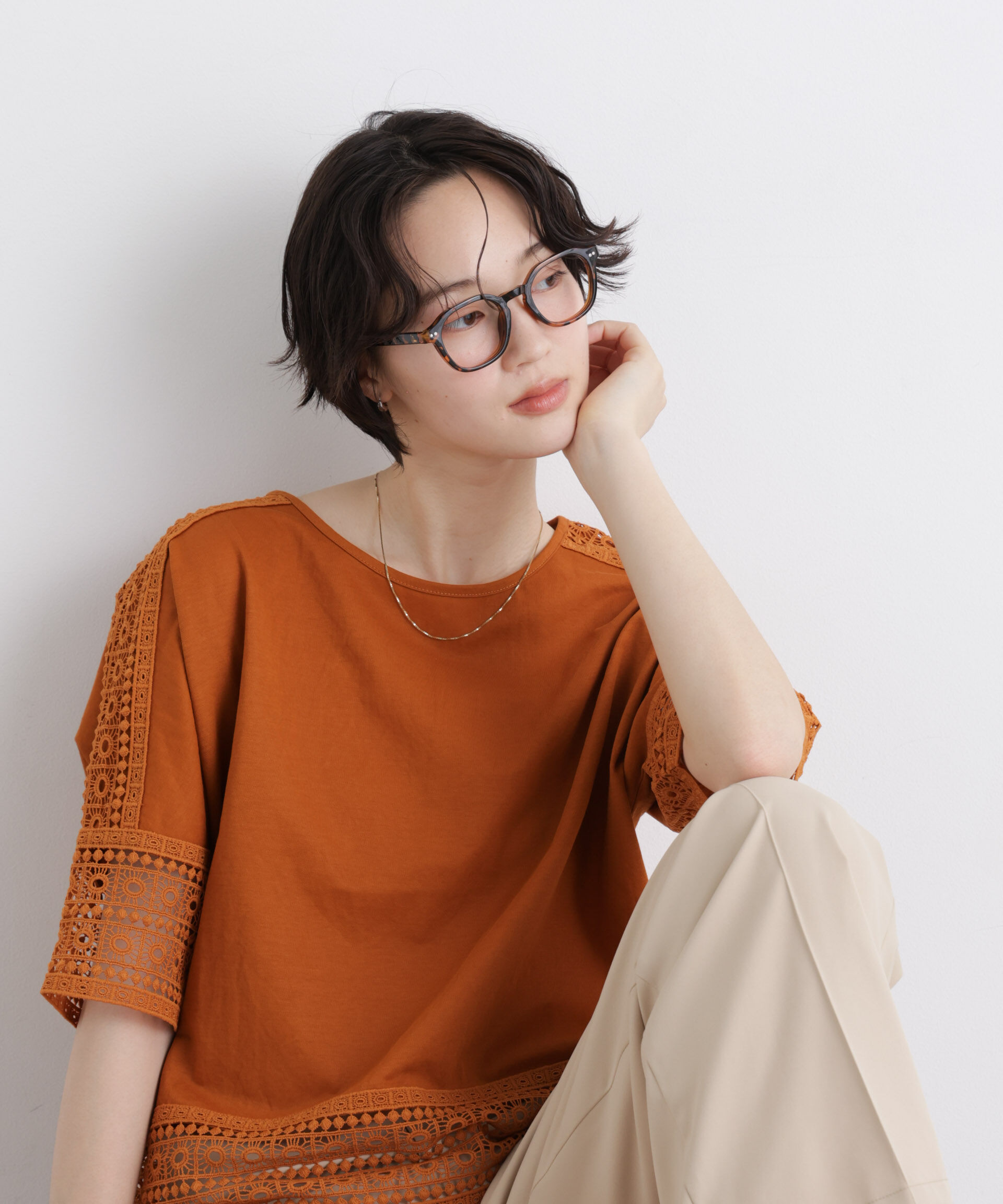 nano･universe「レースコンビドルマンカットトップス」|Tシャツ・カットソー|L.ブラウン1