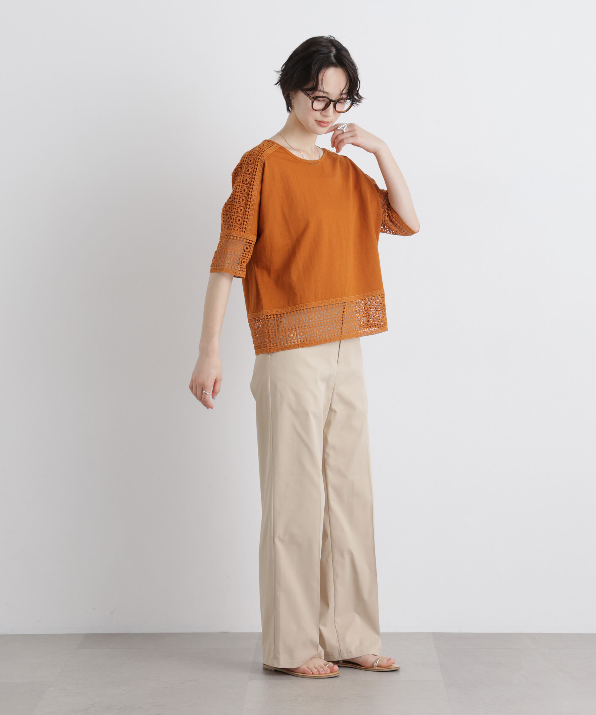 nano･universe「レースコンビドルマンカットトップス」|Tシャツ・カットソー|