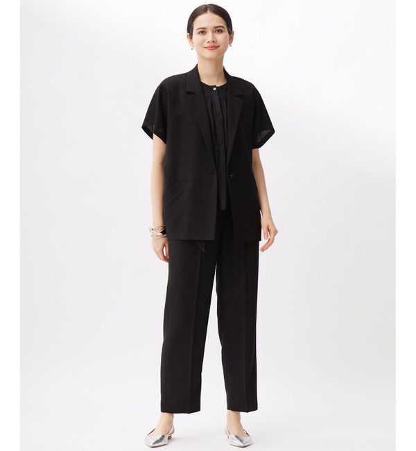 自由区「【セットアップ対応】ライトリネンライクショートスリーブ ジャケット」|テーラードジャケット|