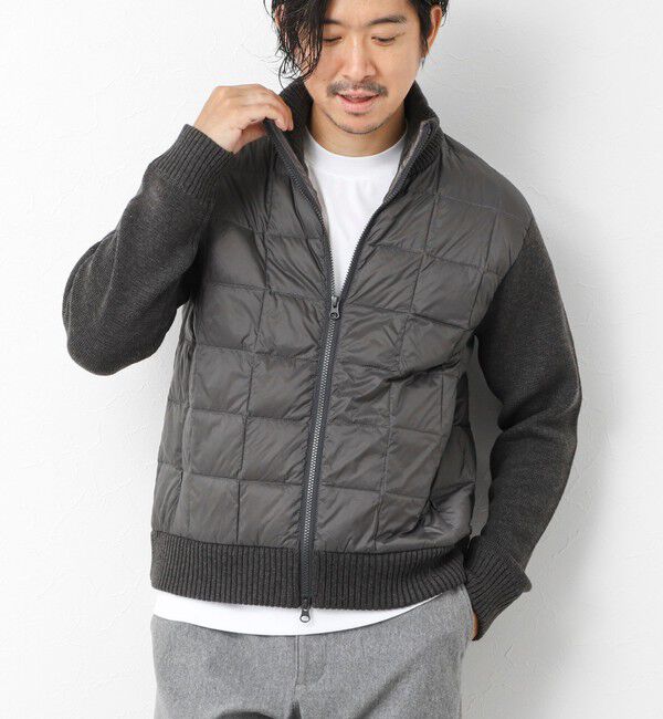 NOLLEY'S goodman「【TAION/タイオン】別注HI NECK DOWN JKT WITH SLEEVE KNIT 25AW」|ブルゾン・スタジャン|チャコールグレー