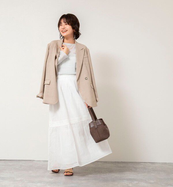 NOLLEY'S sophi「【MARILYN MOON】sheer starched cotton lace tieredスカート」|フレア|