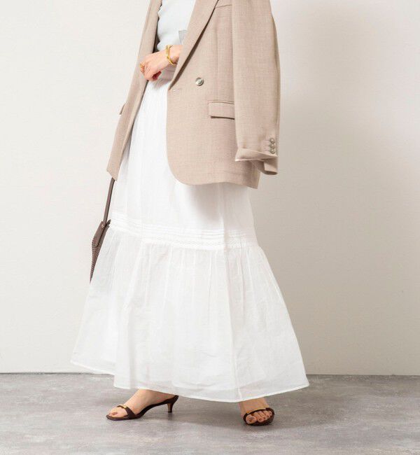 NOLLEY'S sophi「【MARILYN MOON】sheer starched cotton lace tieredスカート」|フレア|