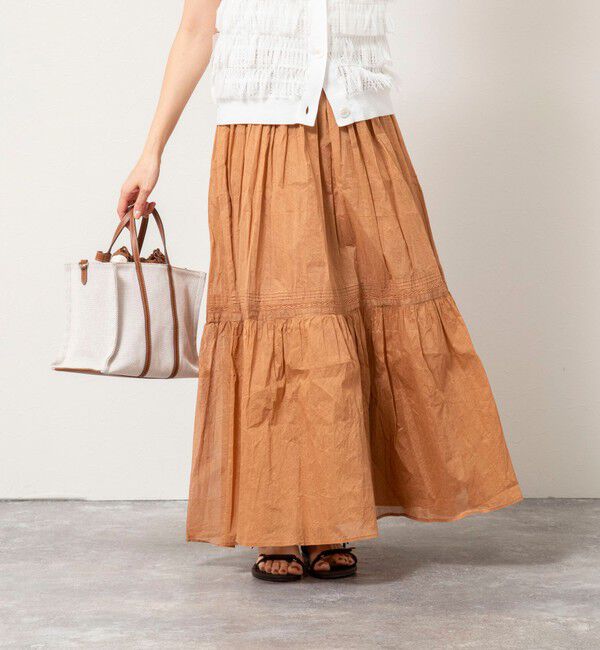 NOLLEY'S sophi「【MARILYN MOON】sheer starched cotton lace tieredスカート」|フレア|