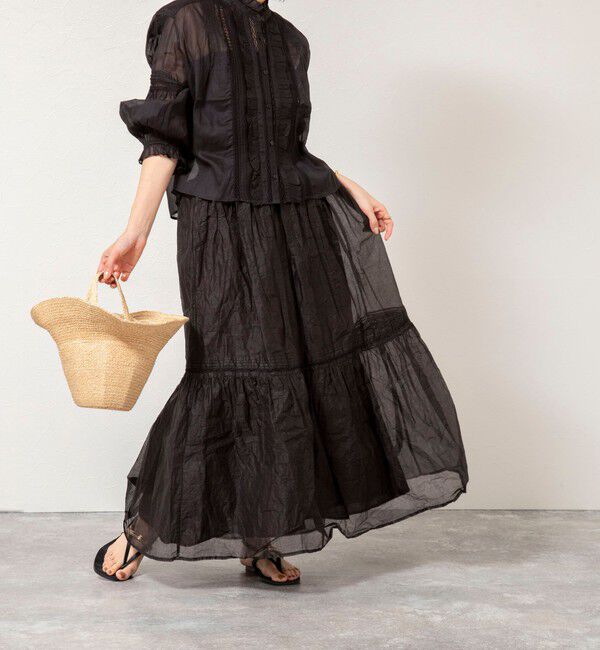 NOLLEY'S sophi「【MARILYN MOON】sheer starched cotton lace tieredスカート」|フレア|