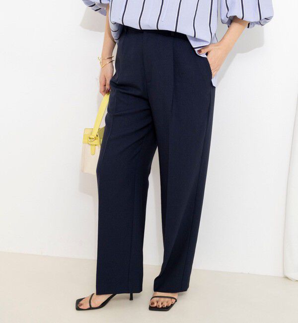 NOLLEY'S「《セットアップ対応》ウォッシャブルストレッチツイル愛されセミワイドパンツ」|その他|ネイビー