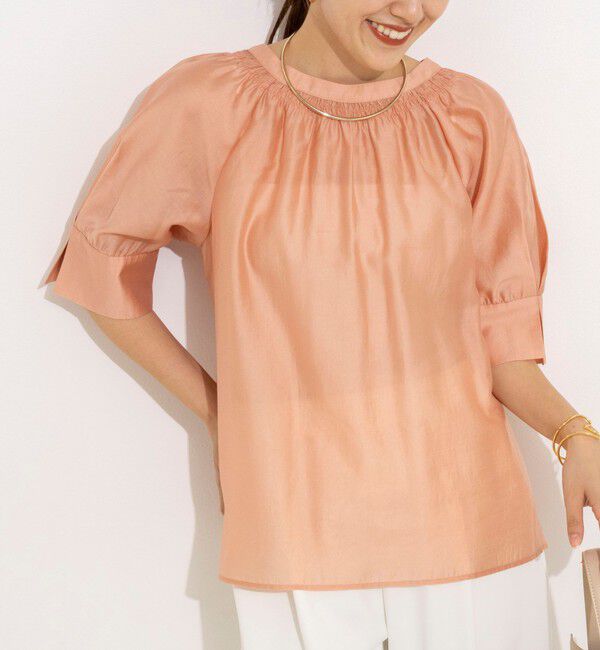 NOLLEY'S「ウォッシャブルボリュームスリーブ2WAYシアーブラウス」|シャツ・ブラウス|オレンジ