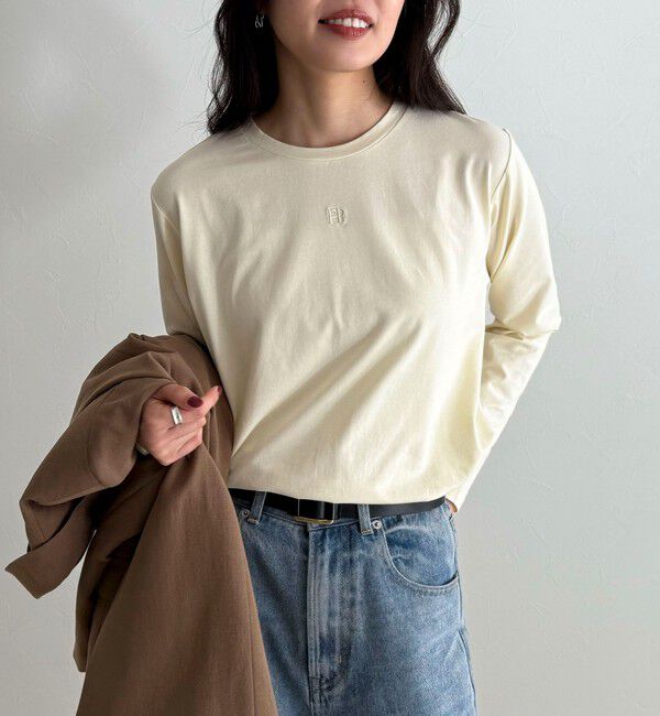 fredy emue「センターFR刺繍ロンTシャツ」|Tシャツ・カットソー|クリーム