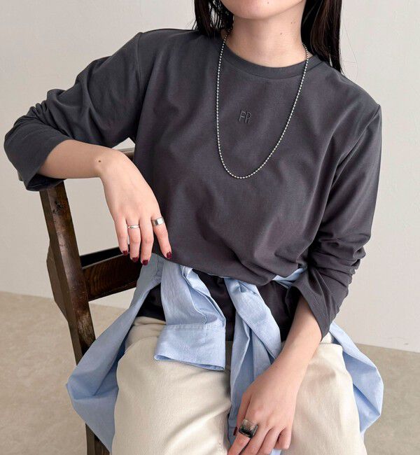 fredy emue「センターFR刺繍ロンTシャツ」|Tシャツ・カットソー|チャコールグレー