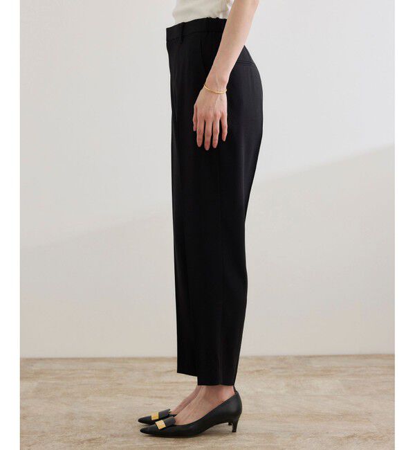 ROPE「トリアセバックサテン テーパードパンツ【オフィス/通勤/セットアップ対応】/洗える」|チノ|