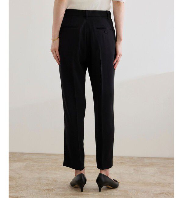 ROPE「トリアセバックサテン テーパードパンツ【オフィス/通勤/セットアップ対応】/洗える」|チノ|