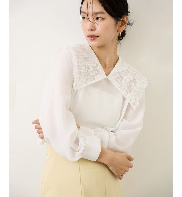 ROPE「レースカラーコンパクトブラウス/イージーケア」|シャツ・ブラウス|