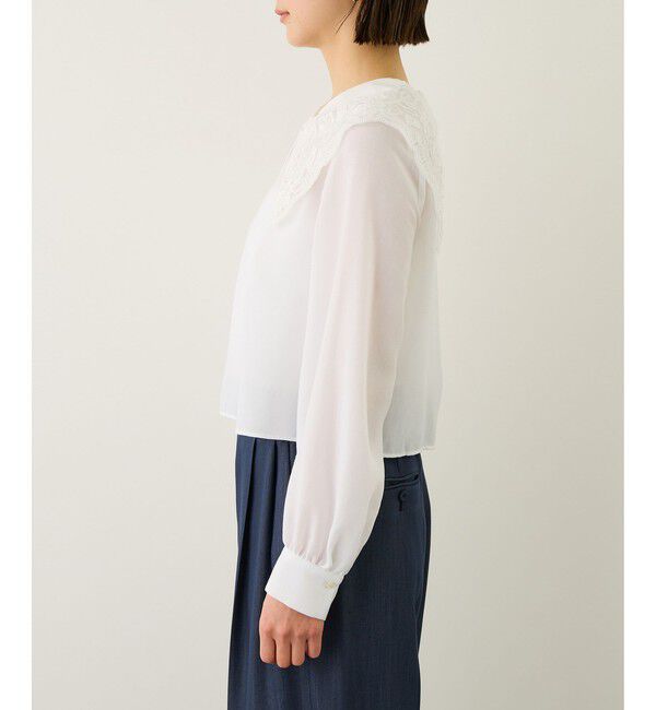 ROPE「レースカラーコンパクトブラウス/イージーケア」|シャツ・ブラウス|