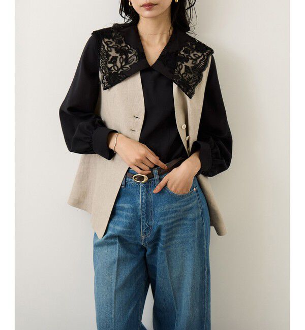 ROPE「レースカラーコンパクトブラウス/イージーケア」|シャツ・ブラウス|