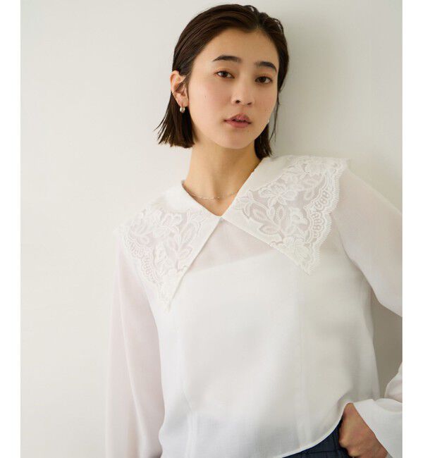 ROPE「レースカラーコンパクトブラウス/イージーケア」|シャツ・ブラウス|