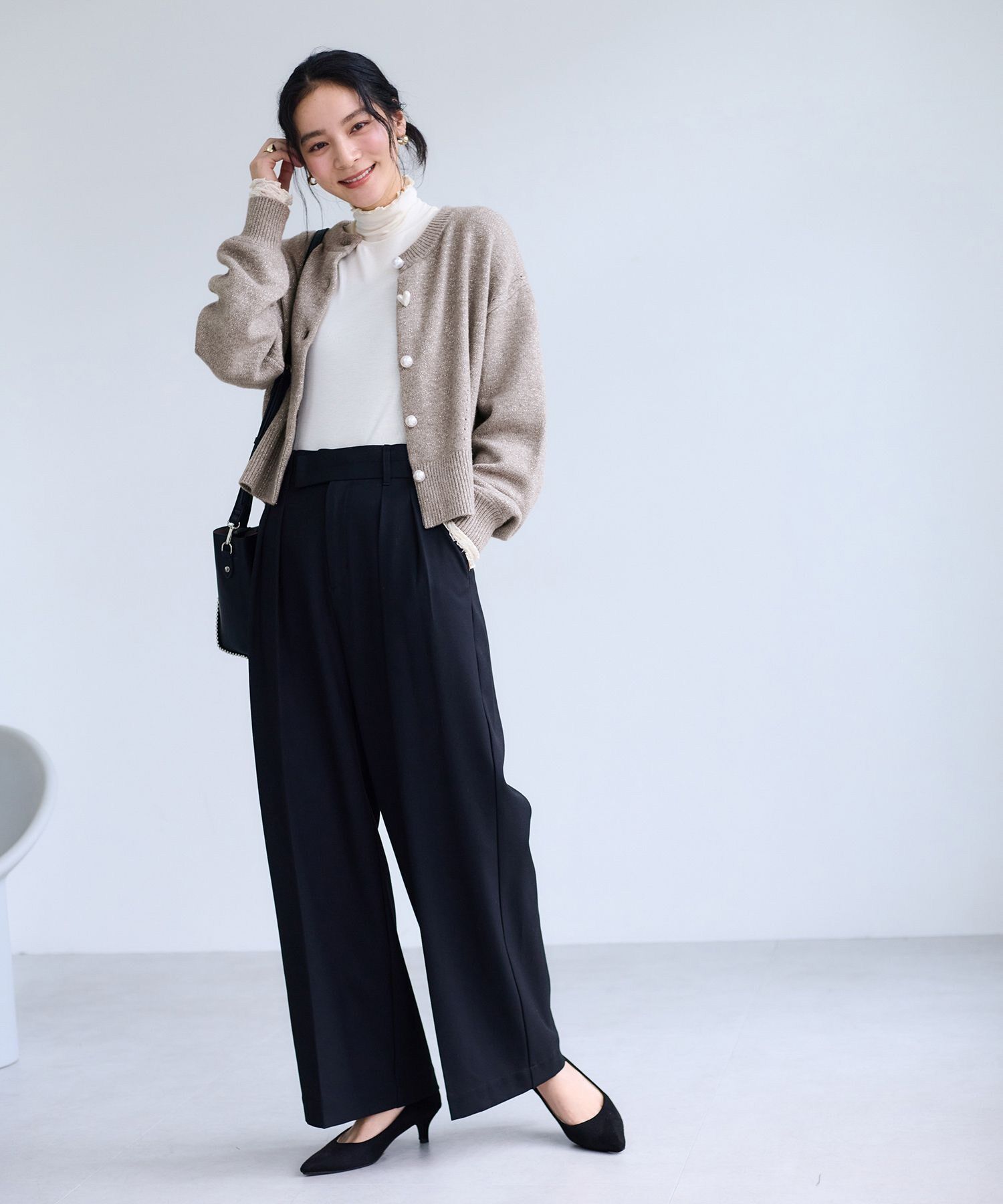 VIS「ハートアソートパール釦ラメミックスカーディガン/イージーケア・一部WEB限定カラー」|カーディガン|