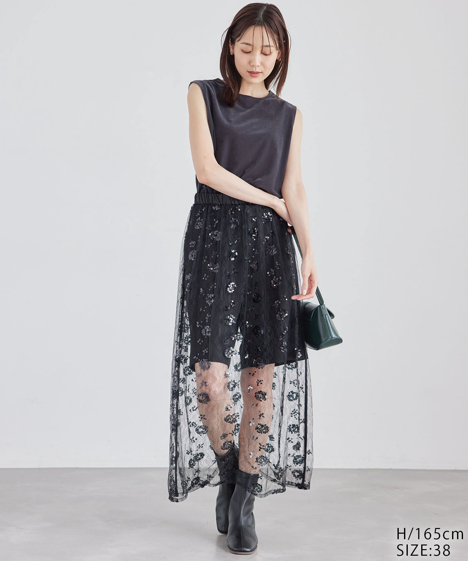 Rope&rsquo;Picnic「スパンコール刺繍レーススカート」|スカート|