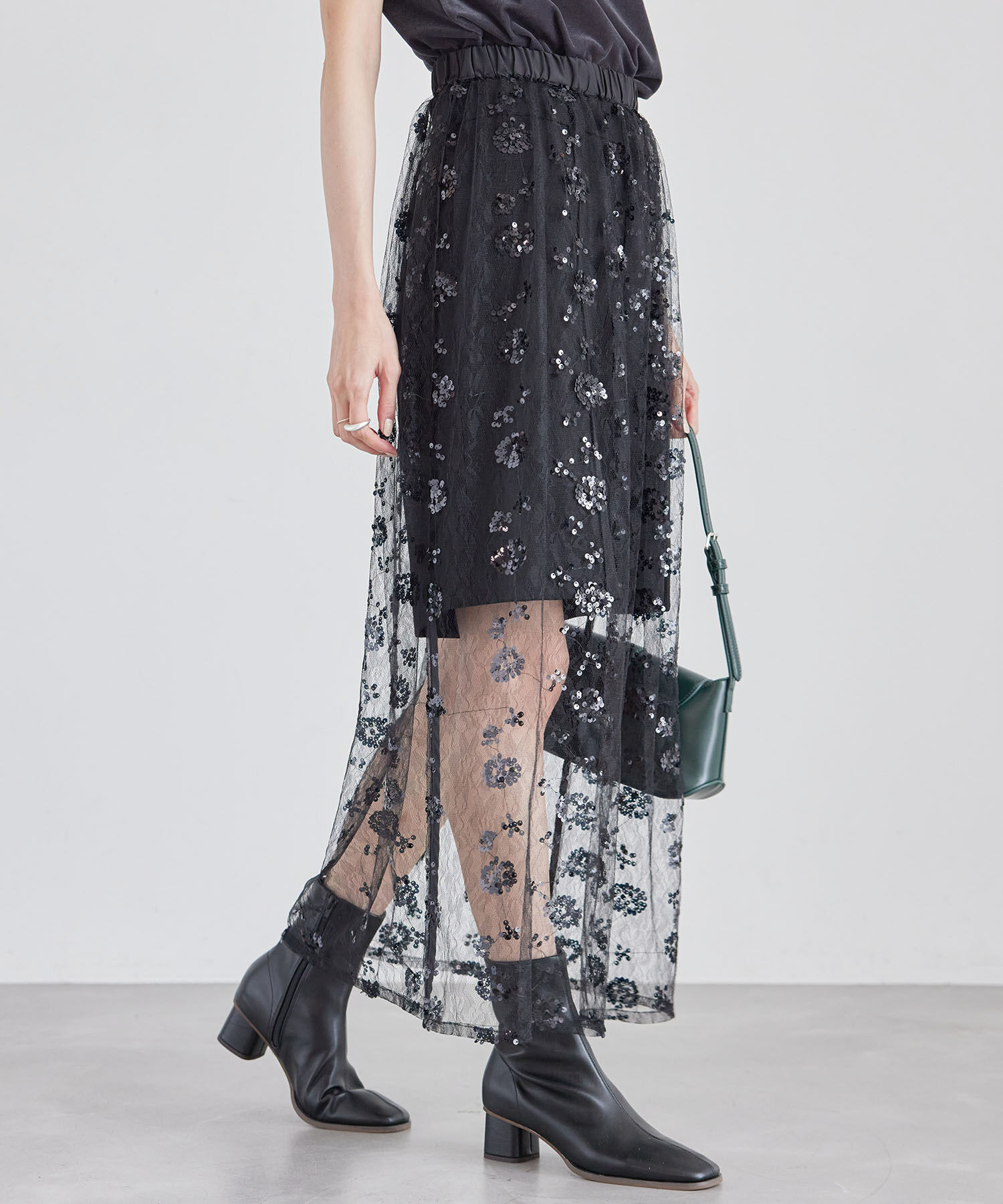 Rope&rsquo;Picnic「スパンコール刺繍レーススカート」|スカート|