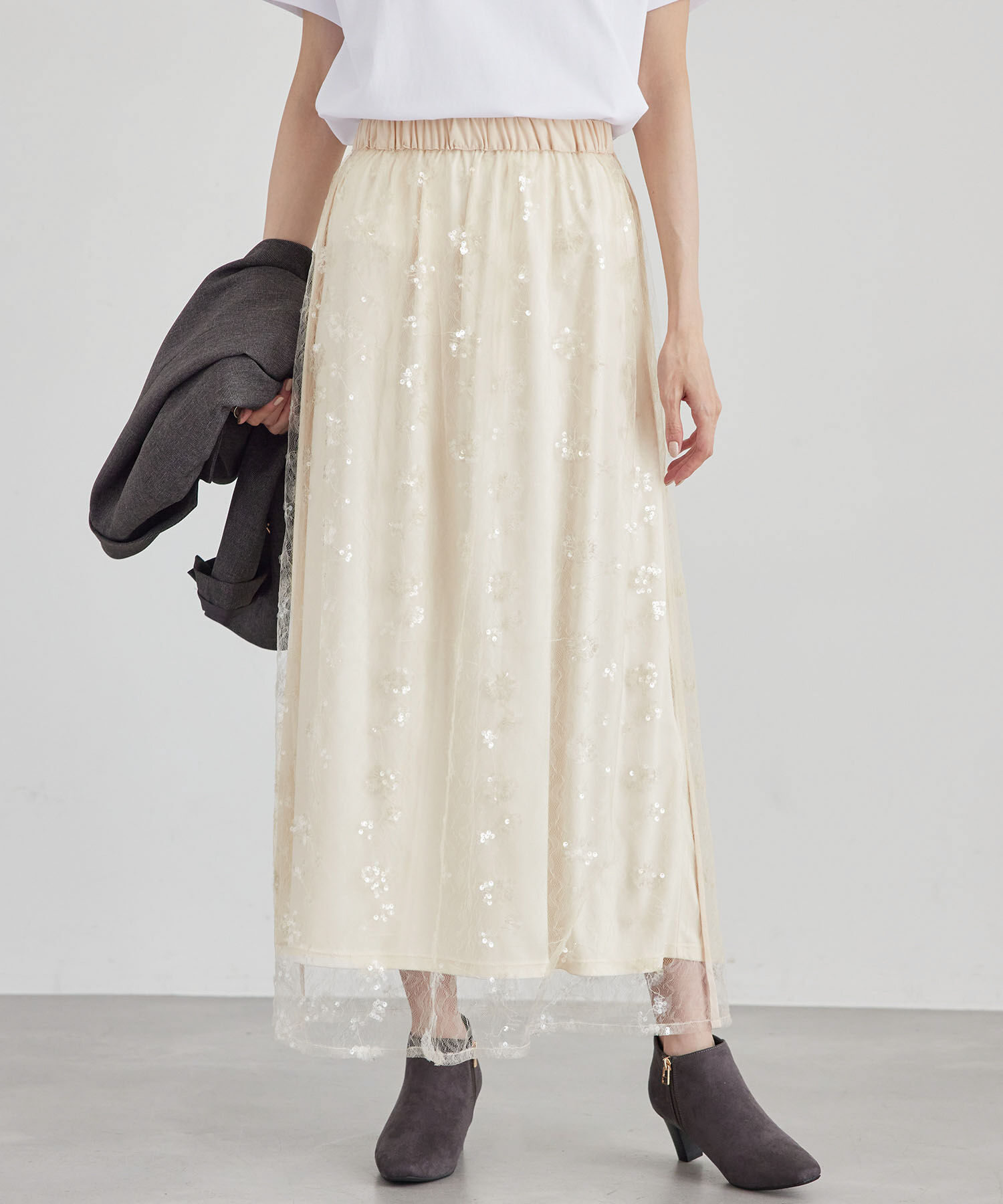 Rope&rsquo;Picnic「スパンコール刺繍レーススカート」|スカート|