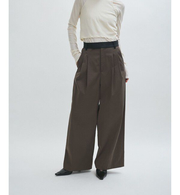 ADAM ET ROPE'「【EMOELLE】バイカラーベルトドレスパンツ」|チノ|