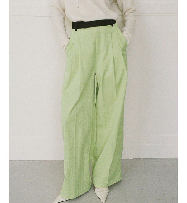 ADAM ET ROPE'「【EMOELLE】バイカラーベルトドレスパンツ」|チノ|