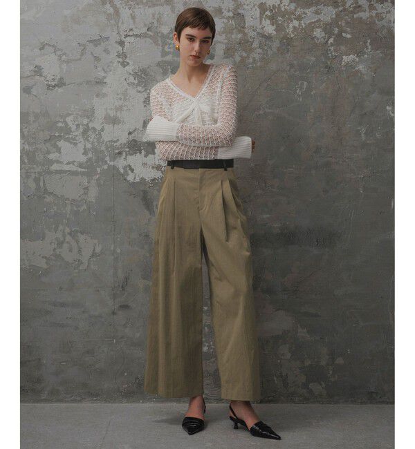 ADAM ET ROPE'「【EMOELLE】バイカラーベルトドレスパンツ」|チノ|