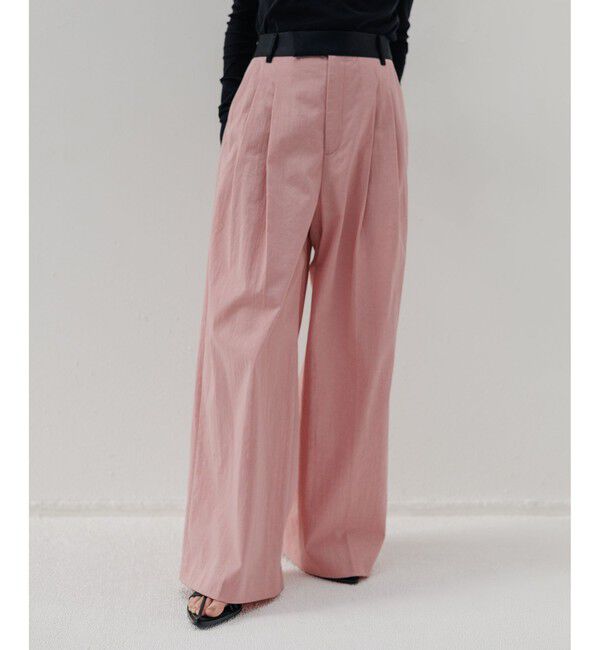 ADAM ET ROPE'「【EMOELLE】バイカラーベルトドレスパンツ」|チノ|