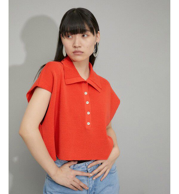 ADAM ET ROPE'「【WEB限定】・【サステナブル】ニットポロTEE」|ポロシャツ|