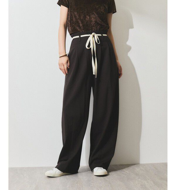 ADAM ET ROPE'「【WEB限定】ハイウエストカーブパンツ」|チノ|ブラウン(20)