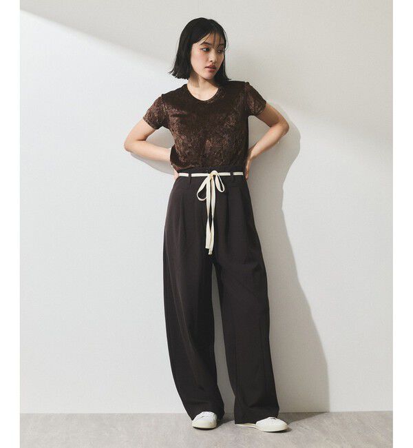 ADAM ET ROPE'「【WEB限定】ハイウエストカーブパンツ」|チノ|