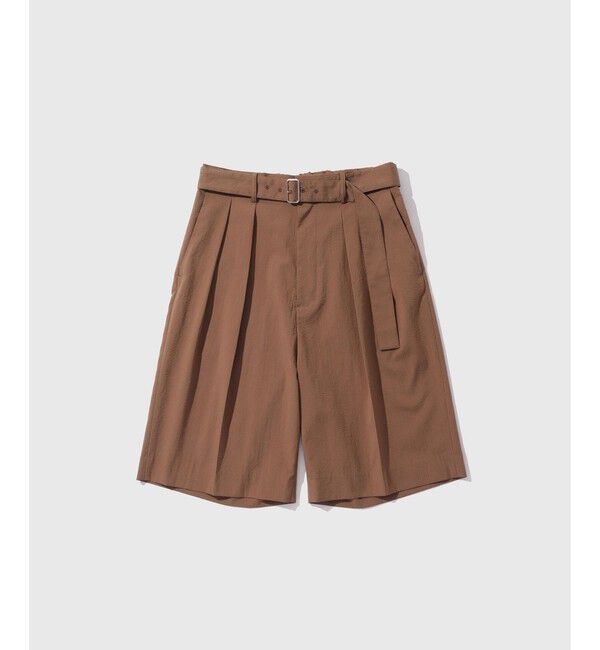 ADAM ET ROPE'「シアサッカー ベルテッドイージーショーツ」|チノ|ブラウン系(22)