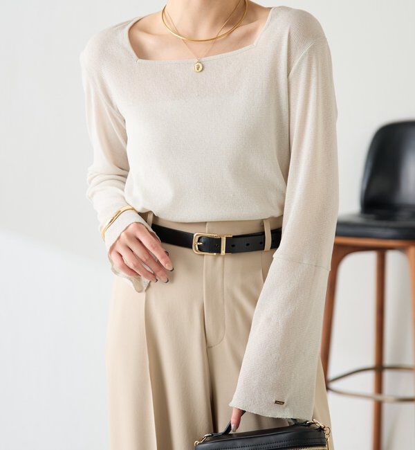  「シアーラメリブスクエアカットソー」|Tシャツ・カットソー|オフホワイト