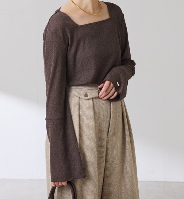  「シアーラメリブスクエアカットソー」|Tシャツ・カットソー|