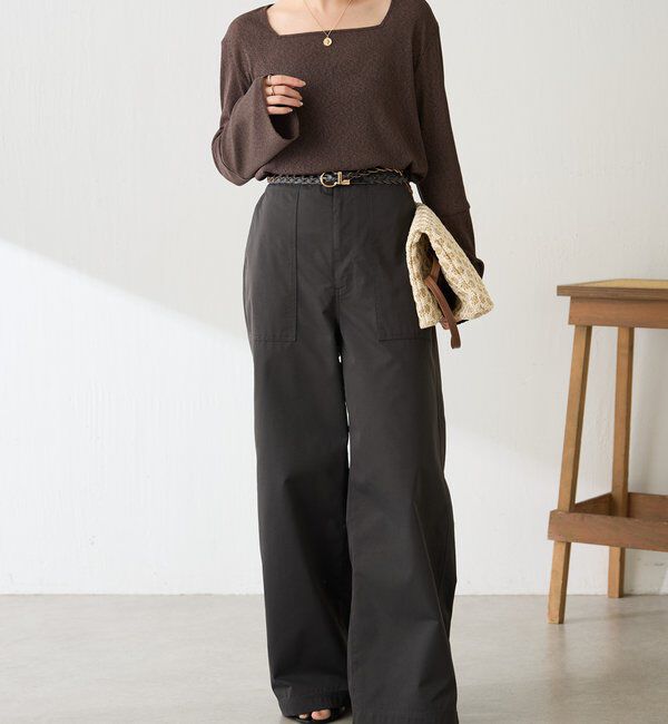  「シアーラメリブスクエアカットソー」|Tシャツ・カットソー|