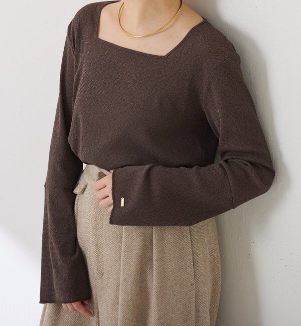  「シアーラメリブスクエアカットソー」|Tシャツ・カットソー|