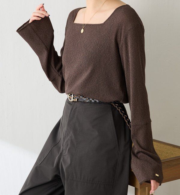  「シアーラメリブスクエアカットソー」|Tシャツ・カットソー|