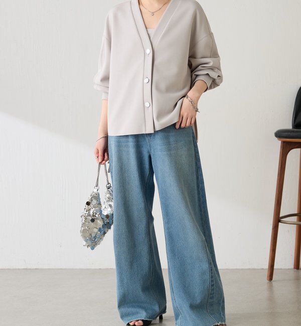  「《WEB限定/気温調整に◎》メタル釦ジョーゼットカーディガン」|Tシャツ・カットソー|