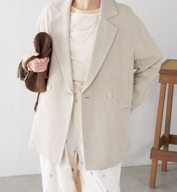  「コットンリネンオーバーダブルジャケット」|テーラードジャケット|