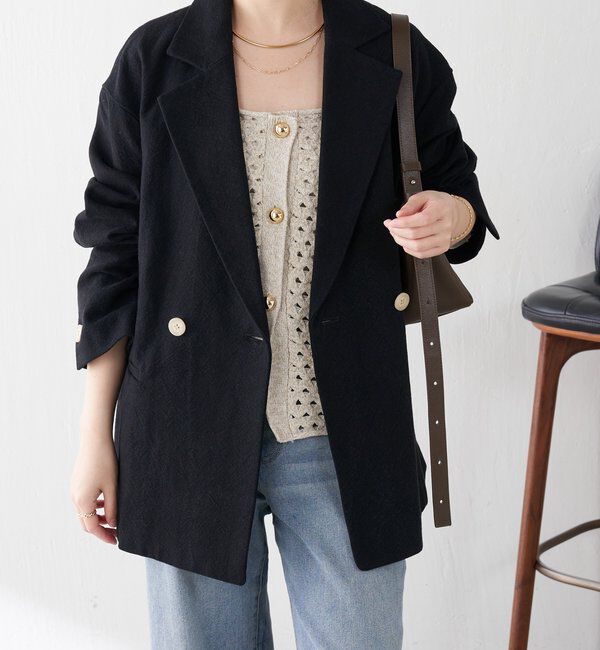  「コットンリネンオーバーダブルジャケット」|テーラードジャケット|