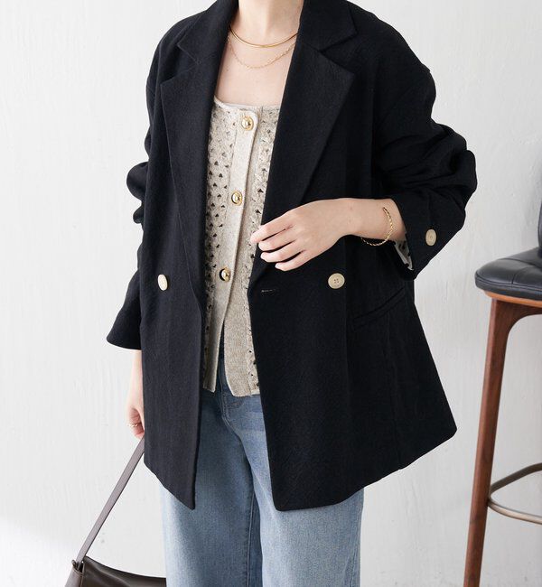  「コットンリネンオーバーダブルジャケット」|テーラードジャケット|