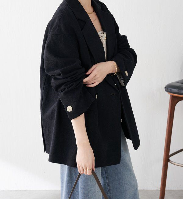  「コットンリネンオーバーダブルジャケット」|テーラードジャケット|