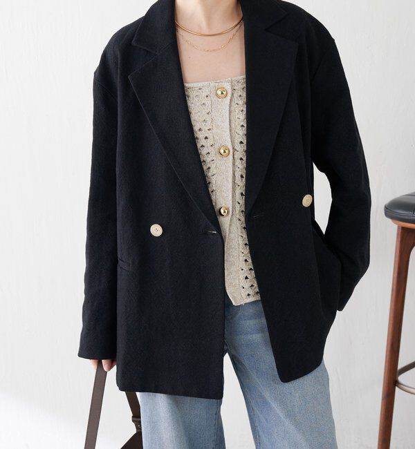  「コットンリネンオーバーダブルジャケット」|テーラードジャケット|