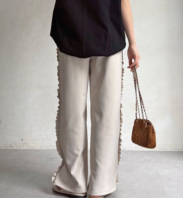  「【新色追加/WEB限定】カットジョーゼットサイドフリルラインパンツ」|チノ|