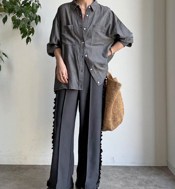  「【新色追加/WEB限定】カットジョーゼットサイドフリルラインパンツ」|チノ|