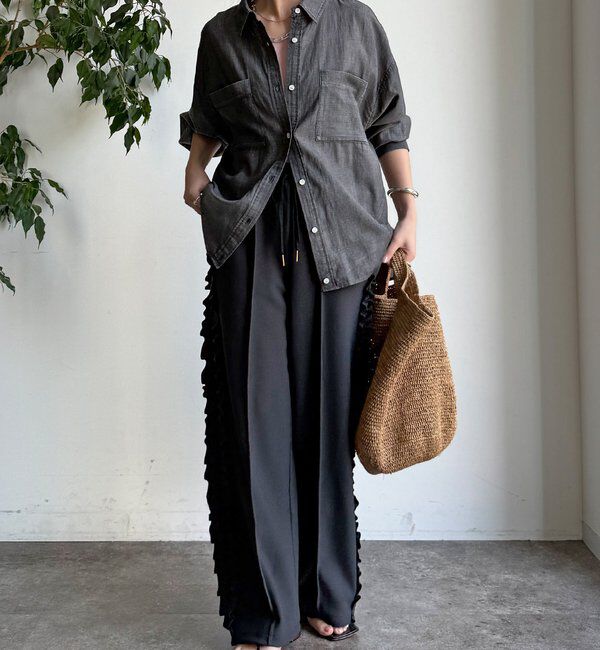  「【新色追加/WEB限定】カットジョーゼットサイドフリルラインパンツ」|チノ|