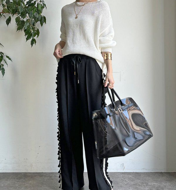  「【新色追加/WEB限定】カットジョーゼットサイドフリルラインパンツ」|チノ|