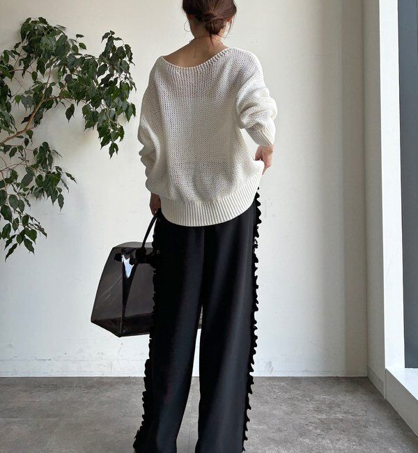  「【新色追加/WEB限定】カットジョーゼットサイドフリルラインパンツ」|チノ|