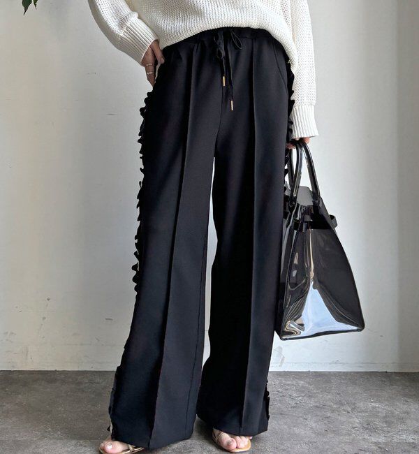  「【新色追加/WEB限定】カットジョーゼットサイドフリルラインパンツ」|チノ|