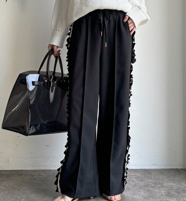  「【新色追加/WEB限定】カットジョーゼットサイドフリルラインパンツ」|チノ|